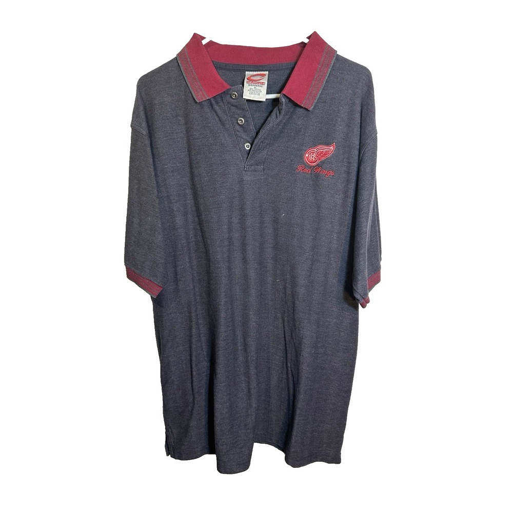 cadre athletic mens‎ short sleeve collared polo shirt detroit red wings size XL